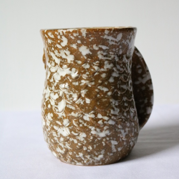 Gift Craft Owl Coffee Tea Mug White Brown Glaze Porcelain Pottery Bird - Picture 2 of 6